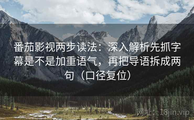 番茄影视两步读法：深入解析先抓字幕是不是加重语气，再把导语拆成两句（口径复位）
