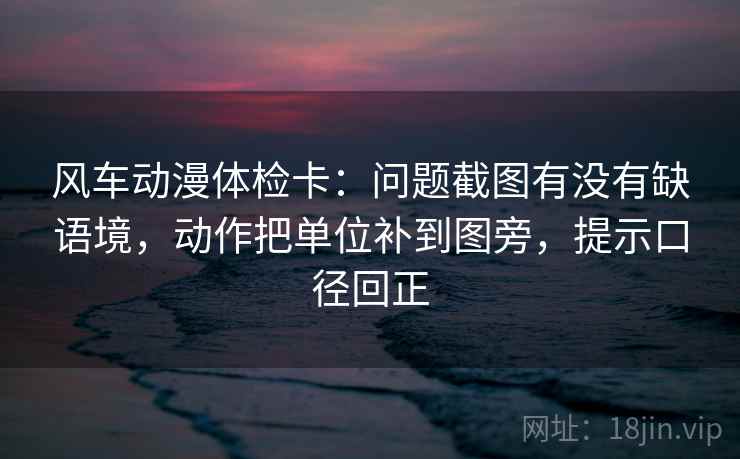 风车动漫体检卡：问题截图有没有缺语境，动作把单位补到图旁，提示口径回正